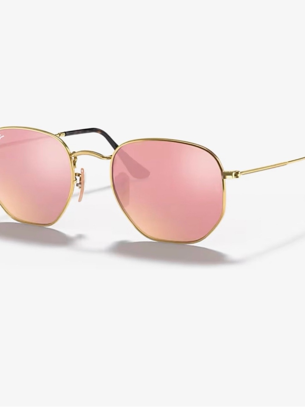 Ray-Ban RB3548N Hexagonal Gold Pink Mirrored Sunglasses + Original Case